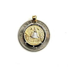 Load image into Gallery viewer, 14k Two Tone gold round virgin Caridad del Cobre pendant fine jewelry 0.69" 2g
