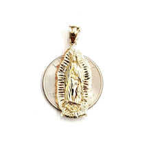 Load image into Gallery viewer, 14k yellow gold virgin Mary Guadalupe pendant diamond cut religious jewelry 3.9g
