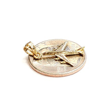 Load image into Gallery viewer, 14k yellow Gold Tiny Airplane Aviation plane 3D pendant gift fine jewelry 1.1g
