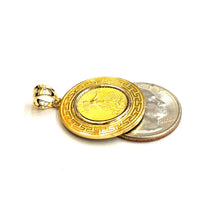 Load image into Gallery viewer, 14K Gold Greek Key pendant genuine 5 dollar 1/10 oz 22k American eagle coin 7.2g
