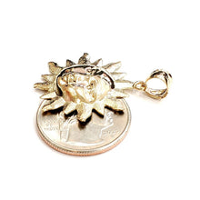 Load image into Gallery viewer, 14k yellow gold solid sun sol pendant charm astrology gift fine jewelry 3.7g
