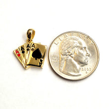 Load image into Gallery viewer, New 14k yellow solid Gold 4 Aces playing cards Pendant charm casino jewelry 1.8g
