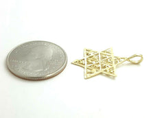 Load image into Gallery viewer, 14k yellow gold star of David 12 tribes of Israel pendant religious gift 1.2g
