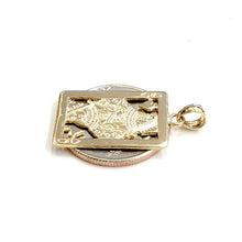 Load image into Gallery viewer, 14k yellow Gold Queen of hearts Pendant playing card gambling fine jewelry 3.6g
