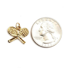 Load image into Gallery viewer, 14k yellow Gold Tiny Tennis Racket Pendant charm sport game fine jewelry 1.5g
