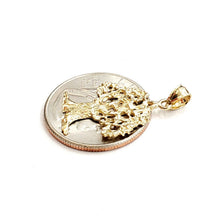 Load image into Gallery viewer, New 14k yellow gold Oak tree lucky pendant charm gift unisex fine jewelry 1.8g
