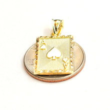 Load image into Gallery viewer, 10k yellow Gold Ace of spade Pendant playing card gambling fine jewelry 2.3g
