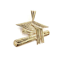 Load image into Gallery viewer, New 14k yellow gold graduation hat diploma pendant education school jewelry 2.7g
