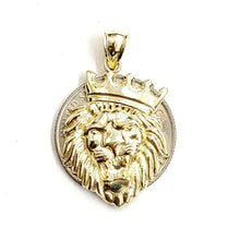 Load image into Gallery viewer, 10k yellow Gold lion head face crown Leo zodiac Pendant charm fine jewelry 2.6g
