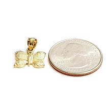 Load image into Gallery viewer, New 14k yellow Gold solid butterfly Pendant charm gift fine jewelry 1.4g
