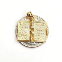 Load image into Gallery viewer, 14k yellow gold Holy Bible book pages our father prayer pendant jewelry 3.8g
