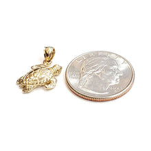 Load image into Gallery viewer, New 14k yellow gold solid 3D turtle pendant charm lucky gift fine jewelry 3.2g
