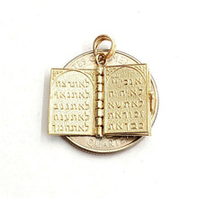 Load image into Gallery viewer, 14k yellow gold ten commandments book star of David Chay Jewish pendant 4.1g
