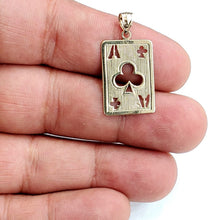 Load image into Gallery viewer, 14k yellow Gold Ace of club Pendant play card gambling gift fine jewelry 2.1g
