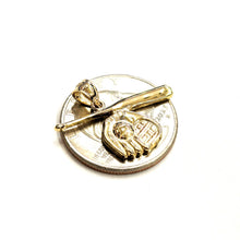 Load image into Gallery viewer, New 14k yellow Gold baseball bat glove ball Pendant sport game fine jewelry 2.2g
