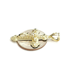 Load image into Gallery viewer, New 10k yellow gold nugget cross jesus pendant fine jewelry religious gift 1.9g
