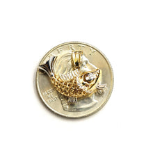 Load image into Gallery viewer, 14k Two Tone Gold 3D fish Pisces zodiac Pendant Cubic Zirconia Fine jewelry 1.6g

