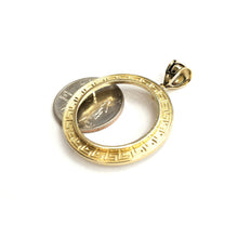 Load image into Gallery viewer, 14k yellow Gold Greek Key Frame bezel For 20 Pesos Coin  Gift fine jewelry 6.8g
