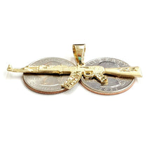 Load image into Gallery viewer, 14k yellow Gold AK-47 Machine gun Military Rifle Pendant charm fine gift 3.2g
