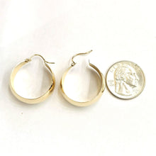 Load image into Gallery viewer, 14k yellow Gold Plain Hoop Earrings Wide Round Shiny fine jewelry for women 5g
