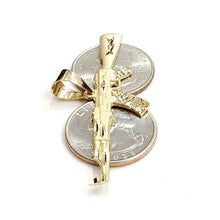 Load image into Gallery viewer, 14k yellow Gold AK-47 Machine gun Military Rifle Pendant charm fine gift 3.2g
