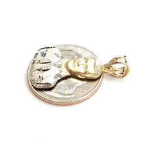 Load image into Gallery viewer, 14k two tone gold Jesus Malverde Narco saint Sinaloa pendant fine jewelry 2.2g
