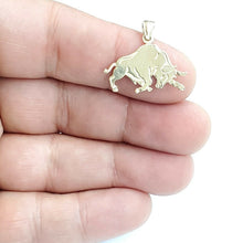 Load image into Gallery viewer, 14k yellow solid Gold taurus bull zodiac Pendant charm fine gift jewelry 1.5g

