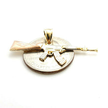 Load image into Gallery viewer, 14k 3 color Gold AK-47 machine gun military rifle Pendant charm fine gift 1.8g
