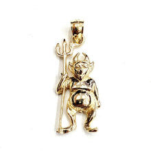 Load image into Gallery viewer, New 14k yellow Gold solid Devil Pitchfork Pendant charm Gift fine jewelry 3.3g
