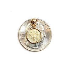 Load image into Gallery viewer, New 14k yellow Gold tiny round seven wishes Long Life Pendant charm jewelry 1.2g
