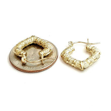Load image into Gallery viewer, 10K yellow Gold 0.77" 4.3mm tiny heart bamboo Earring women fine jewelry 1.9g
