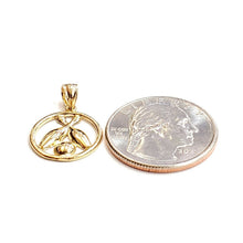Load image into Gallery viewer, 14k yellow Gold Round Bowling ball Pins Pendant charm sport fine jewelry 1.6g

