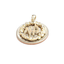 Load image into Gallery viewer, 14k yellow Gold Narcotics Anonymous circle NA Symbol Pendant fine jewelry 3.2g
