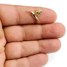 Load image into Gallery viewer, New 14k yellow Gold solid 3D Hummingbird Pendant charm gift fine jewelry 1.9g
