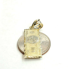 Load image into Gallery viewer, 10k yellow gold 100 dollar bill money lucky pendant charm fine jewelry 1.7g
