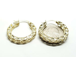 New 10K yellow Gold 1.06" 3.85mm turkish hoop Earrings Round fine jewelry 3.3g