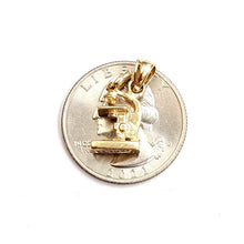 Load image into Gallery viewer, New 14k Yellow Gold 3D microscope Pendant charm science tool fine jewelry 2.3g
