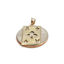 Load image into Gallery viewer, 14k yellow Gold Ace of club Pendant play card gambling gift fine jewelry 2.1g
