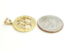 Load image into Gallery viewer, New 14k yellow Gold libra zodiac sign round Pendant charm fine gift jewelry 2.6g
