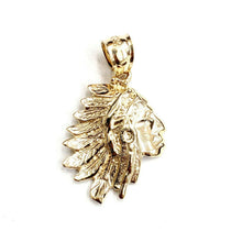 Load image into Gallery viewer, New 14k solid yellow Gold Chief face head Pendant fine jewelry 2.6g
