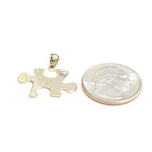 Load image into Gallery viewer, New 14k yellow Gold puzzle piece Pendant charm unisex gift fine jewelry 1.8g
