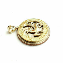 Load image into Gallery viewer, 10k yellow Gold round Capricorn Sea Goat zodiac Pendant charm fine jewelry 2.4g
