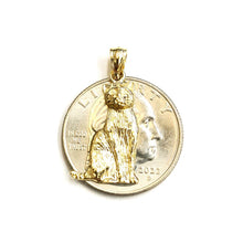 Load image into Gallery viewer, New 14k solid yellow Gold cat full body Pendant charm fine jewelry gift pet 1.9g
