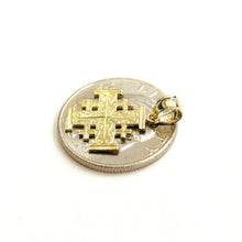 Load image into Gallery viewer, 14k Yellow gold Jerusalem Cross medal pendant charm religious fine jewelry 1.3g
