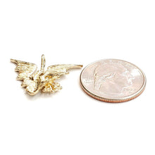 Load image into Gallery viewer, New 14k yellow Gold winged dragon Pendant charm solid gift fine jewelry 3.6g
