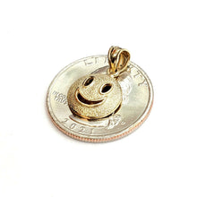 Load image into Gallery viewer, New 14k yellow gold round happy face emoji pendant charm gift fine jewelry 1.1g
