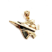 Load image into Gallery viewer, 14k yellow Gold solid 3D F22 Raptor jet pendant charm gift fine jewelry 2.5g
