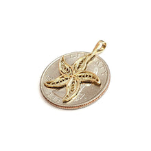Load image into Gallery viewer, 14k yellow Gold starfish Pendant charm filigree necklace gift fine jewelry 1.1g
