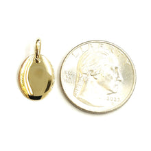 Load image into Gallery viewer, 14k Yellow Gold solid tiny oval name tag engravable Pendant charm shiny 1.5g
