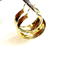 Load image into Gallery viewer, 14k yellow Gold Plain Hoop Earrings Wide Round Shiny fine jewelry for women 6.7g
